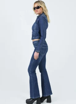 Princess Polly Samner Low Rise Bootcut Jeans  Dark Blue Sale