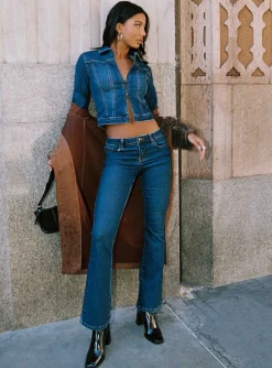 Princess Polly Samner Low Rise Bootcut Jeans  Dark Blue Sale