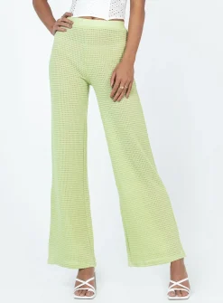 Princess Polly Santa Monica Knit Pants Green Clearance