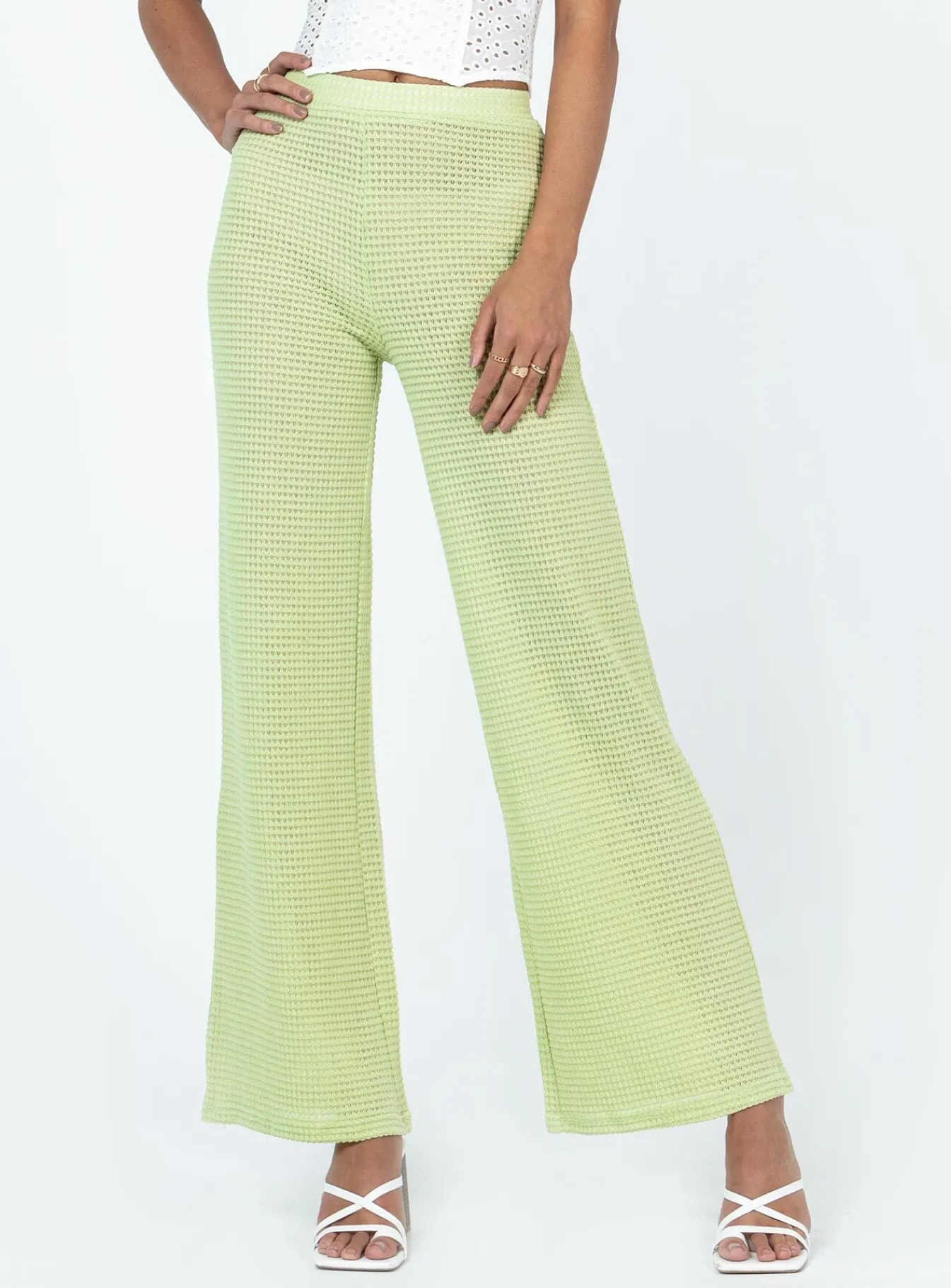 Princess Polly Santa Monica Knit Pants Green Clearance