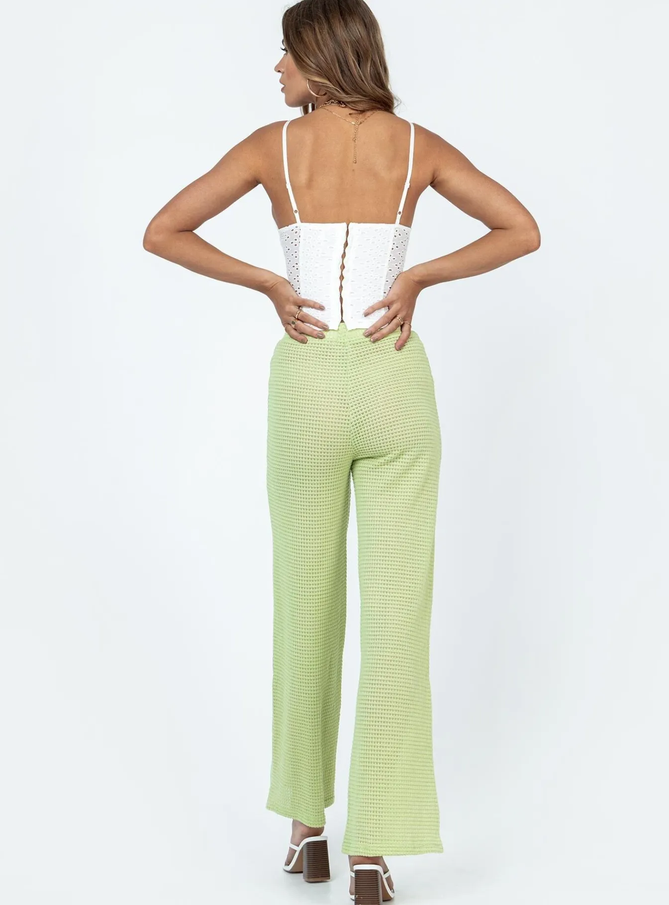 Princess Polly Santa Monica Knit Pants Green Clearance