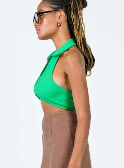 Princess Polly Santana Top  Green Clearance