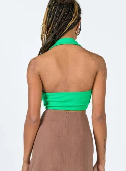 Princess Polly Santana Top  Green Clearance