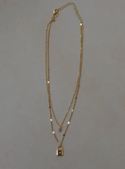 Princess Polly Santino Lock Necklace Pack  Gold Sale