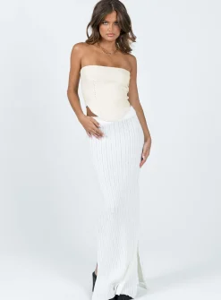 Princess Polly Santorini Knit Maxi Skirt  White Discount