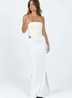 Princess Polly Santorini Knit Maxi Skirt  White Discount