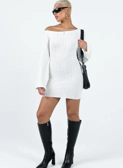 Princess Polly Santorini Knit Mini Dress  White Best