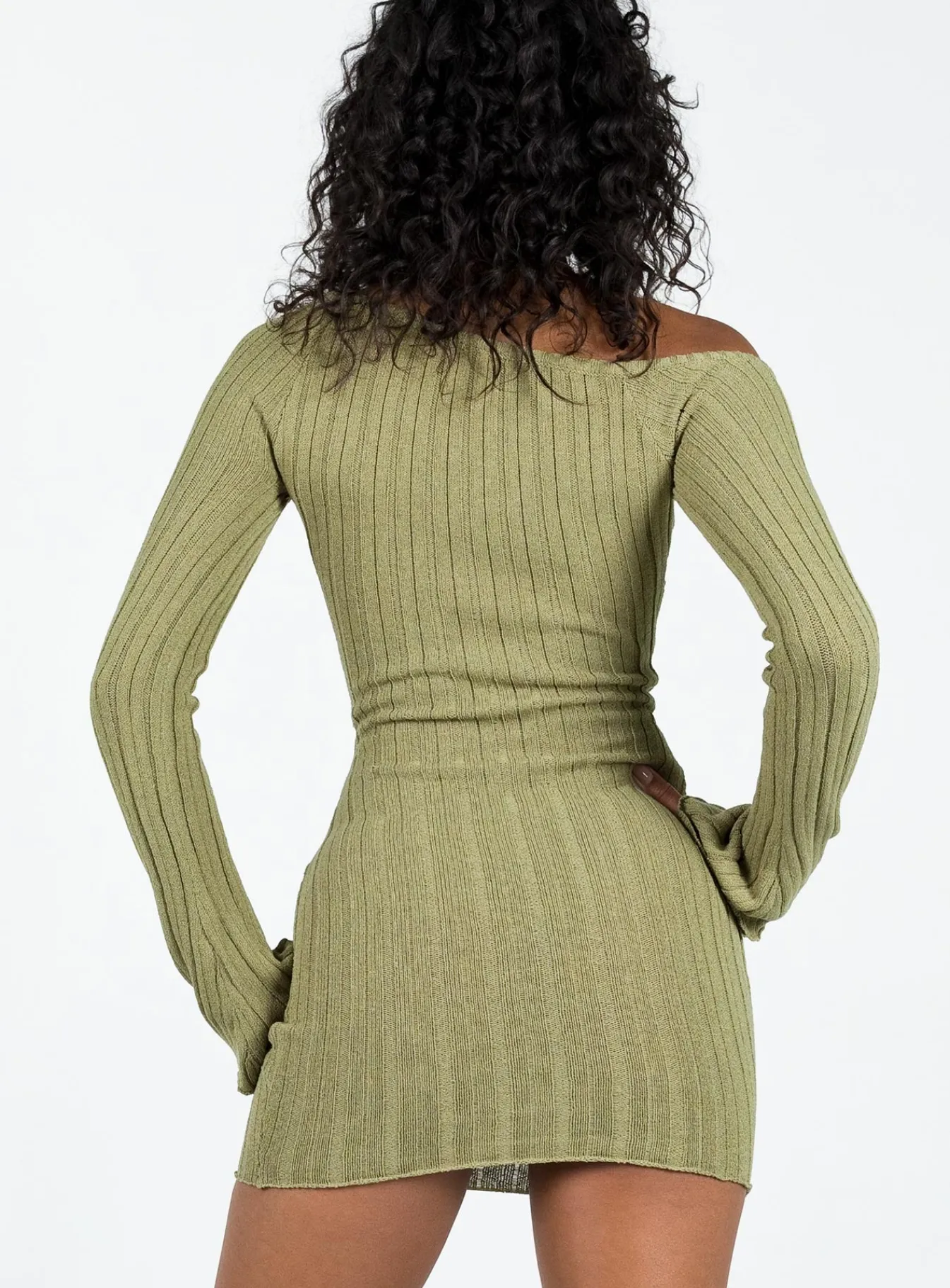 Princess Polly Santorini Knit Mini Dress Green Hot