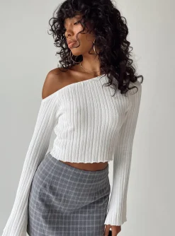 Princess Polly Santorini Knit Top  Ivory Sale