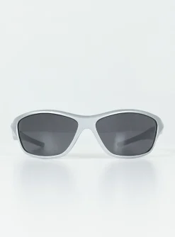 Princess Polly Sanz Sunglasses  Silver / Black Clearance