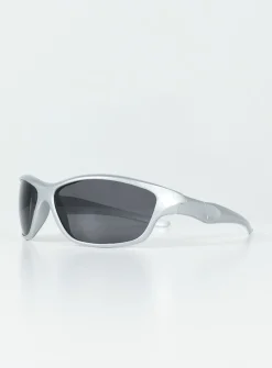 Princess Polly Sanz Sunglasses  Silver / Black Clearance