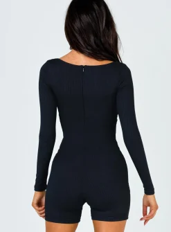 Princess Polly Sara Romper  Black Clearance