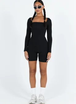 Princess Polly Sara Romper  Black Clearance