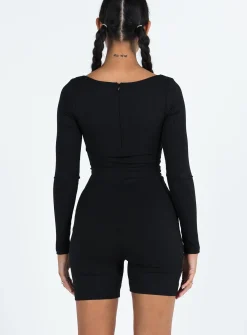 Princess Polly Sara Romper  Black Clearance