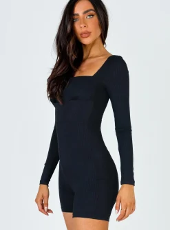 Princess Polly Sara Romper  Black Clearance