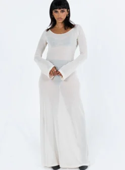 Princess Polly Sarelle Low Back Knit Maxi Dress  Beige Shop
