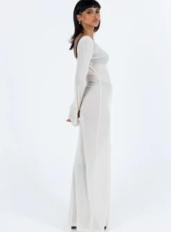 Princess Polly Sarelle Low Back Knit Maxi Dress  Beige Shop