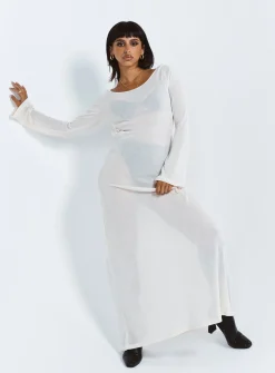 Princess Polly Sarelle Low Back Knit Maxi Dress  Beige Shop