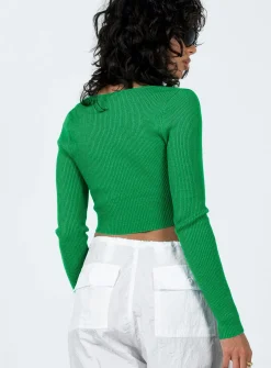 Princess Polly Sarley Long Sleeve Top  Green New