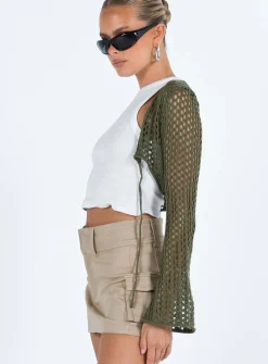 Princess Polly Savi Long Sleeve Top  Green Flash Sale