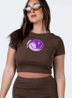 Princess Polly Say Cheese Tee  Brown Cheap
