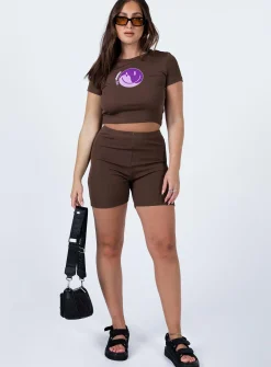 Princess Polly Say Cheese Tee  Brown Cheap