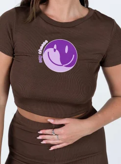 Princess Polly Say Cheese Tee  Brown Cheap