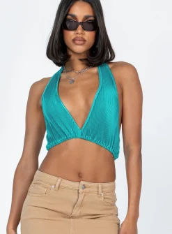 Princess Polly Saylor Top  Teal Cheap