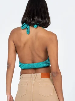 Princess Polly Saylor Top  Teal Cheap