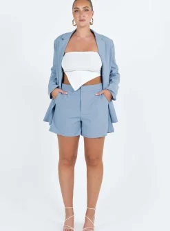Princess Polly Sazan Shorts  Blue Outlet
