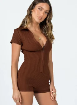 Princess Polly Scarla Romper  Brown Store
