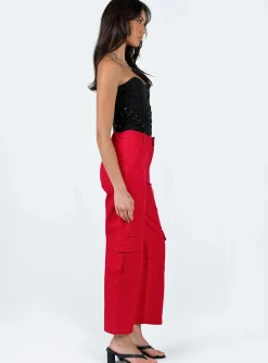 Princess Polly Schafer Wide Legs Jeans Red Best