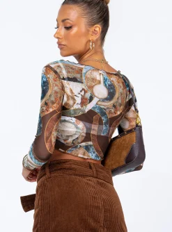 Princess Polly Sean Long Sleeve Top  Multi New