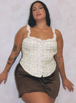 Princess Polly Searle Floral Corsetcurve   Cream Flash Sale