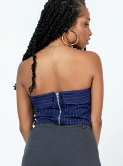 Princess Polly Sebastian Strapless Top  Navy Flash Sale