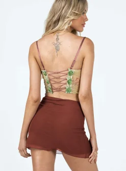 Princess Polly Selby Mesh Mini Skirt  Brown Flash Sale