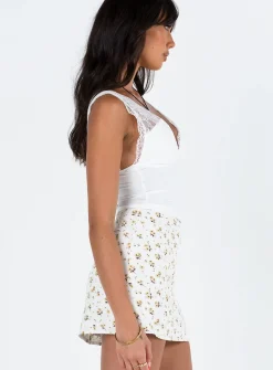 Princess Polly Selby Mini Skirt  White / Yellow Best