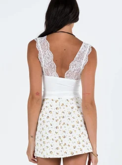 Princess Polly Selby Mini Skirt  White / Yellow Best
