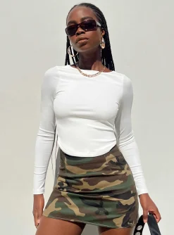 Princess Polly Selby Mini Skirt Camouflage   Green New