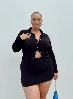 Princess Polly Selby Mini Skirtcurve Lower Impact   Black Flash Sale