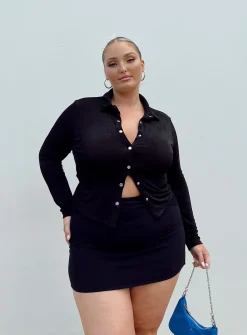 Princess Polly Selby Mini Skirtcurve Lower Impact   Black Flash Sale