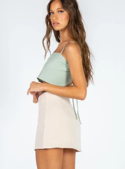Princess Polly Selby Mini Skirtlower Impact Oatmeal Sale