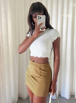 Princess Polly Selby Textured Mini Skirt  Beige Shop