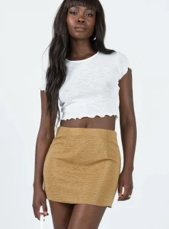 Princess Polly Selby Textured Mini Skirt  Beige Shop