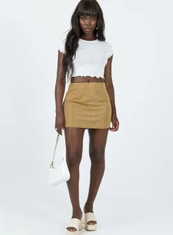 Princess Polly Selby Textured Mini Skirt  Beige Shop