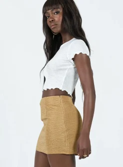 Princess Polly Selby Textured Mini Skirt  Beige Shop