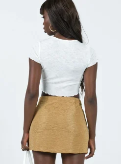 Princess Polly Selby Textured Mini Skirt  Beige Shop