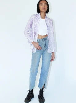Princess Polly Send Love Shirt  Purple Outlet