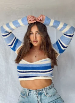 Princess Polly Serafini Bolero Knit Top  Blue Shop