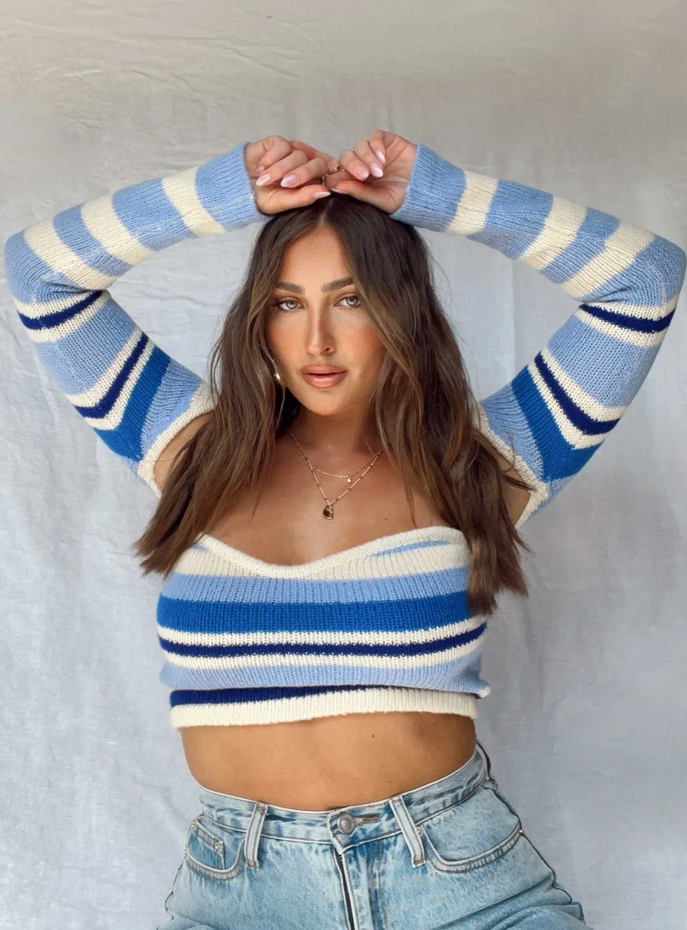 Princess Polly Serafini Bolero Knit Top Blue Shop